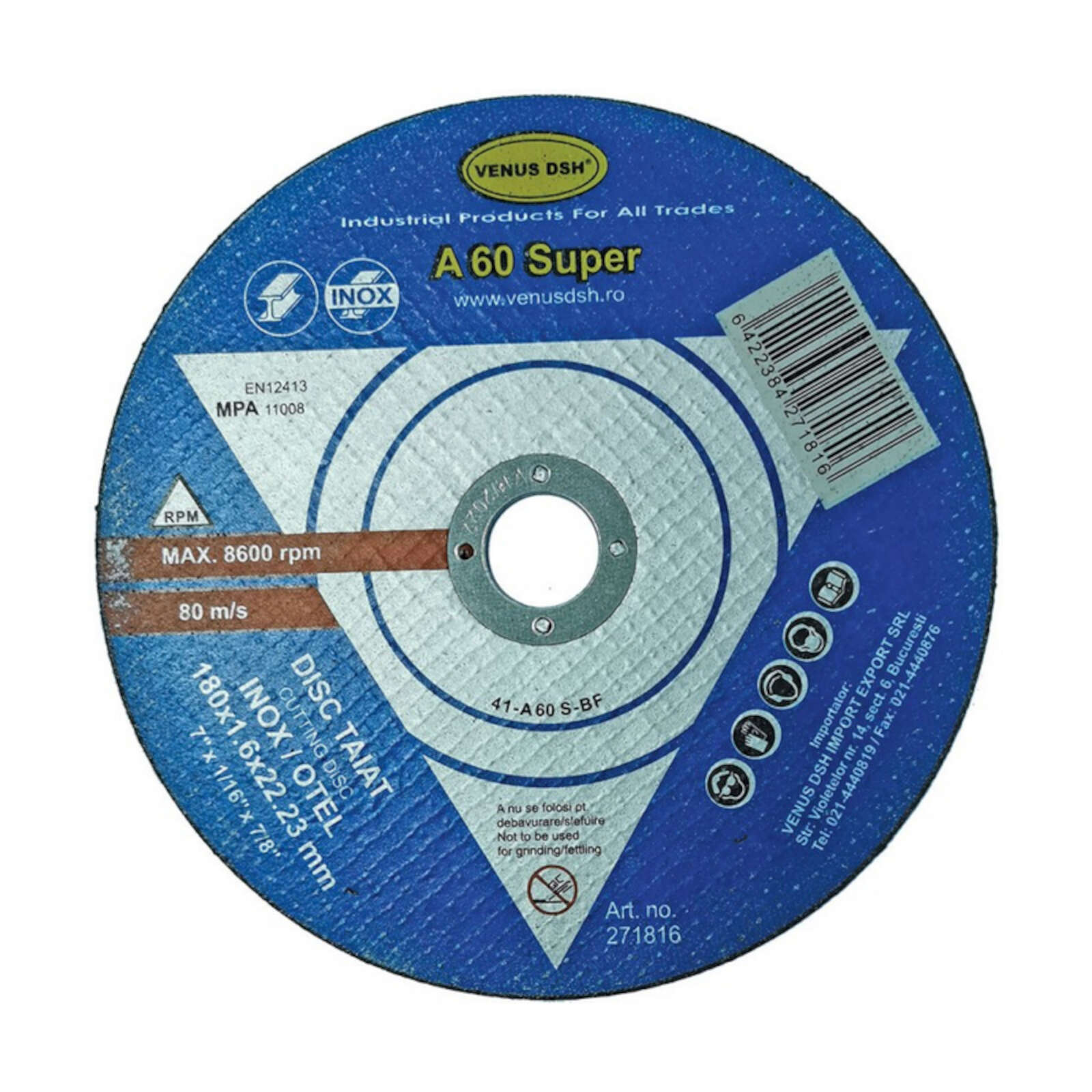 DISC TAIAT INOX 41-A60 S-BF 180X1.6X22.23MM